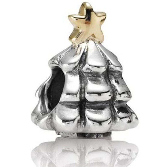 Pandora Christmas Tree 14K Gold & Sterling Silver Charm - Picture 1 of 8